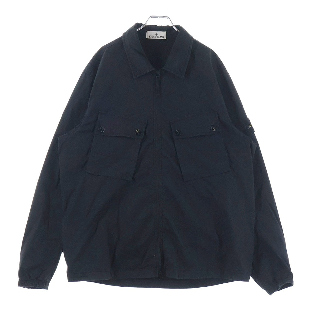 STONE ISLAND(ストーンアイランド) 22AW Patch Pocket Overshirt Jacket 771510910 ポケット ジップ アップ シャツ ジャケット ブラック