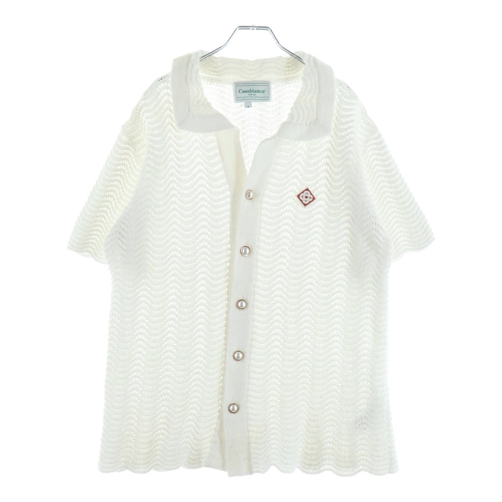 CASABLANCA(カサブランカ) WAVY CROCHET SHIRT クロシェ 半袖シャツ MS24-KW-379-01 ホワイト