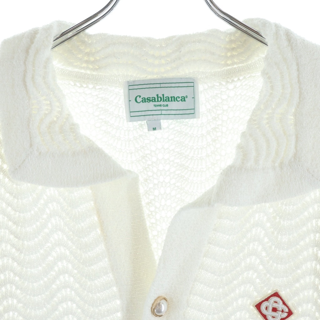 CASABLANCA(カサブランカ) WAVY CROCHET SHIRT クロシェ 半袖シャツ MS24-KW-379-01 ホワイト