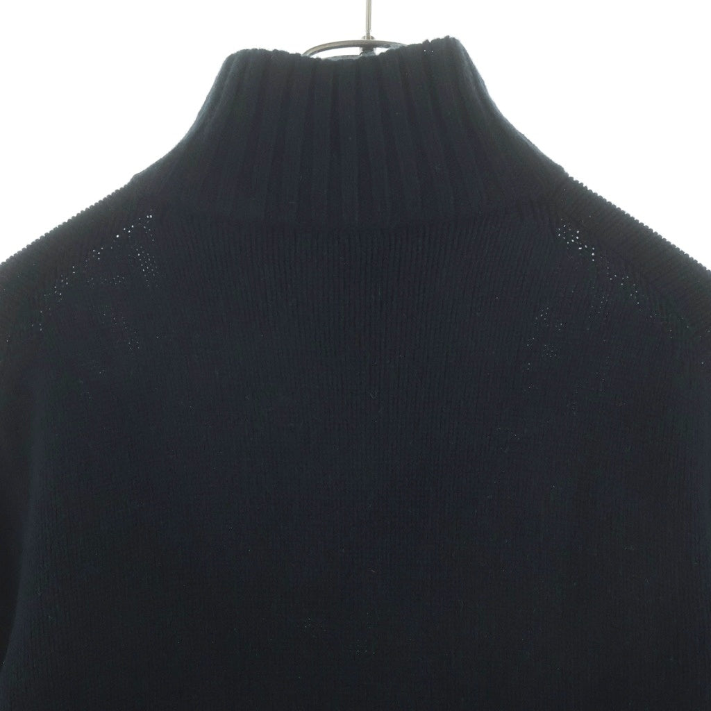 HERMES(エルメス) ダブルネックデザイン ハーフジップ タートルネックセーター ブラック