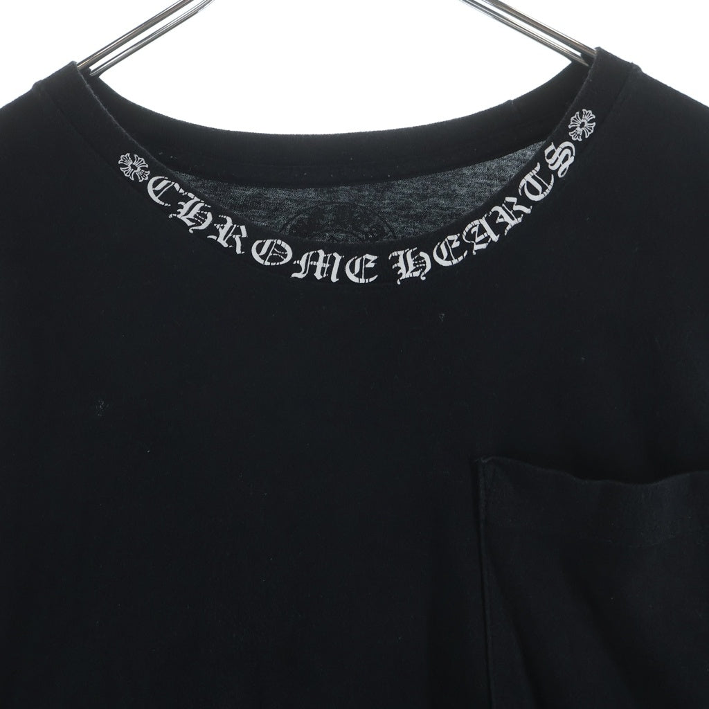 CHROME HEARTS(クロムハーツ) CH LS NECK LOGO ネックロゴプリント 袖ロゴ 長袖Tシャツ ロングスリーブカットソー ブラック