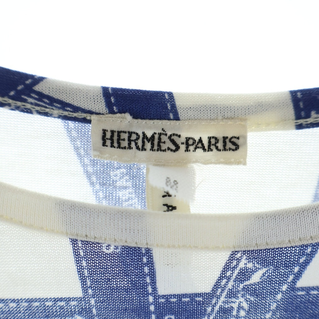 HERMES(エルメス) ボリュデュック クルーネック 半袖Tシャツ カットソー ホワイト/ブルー