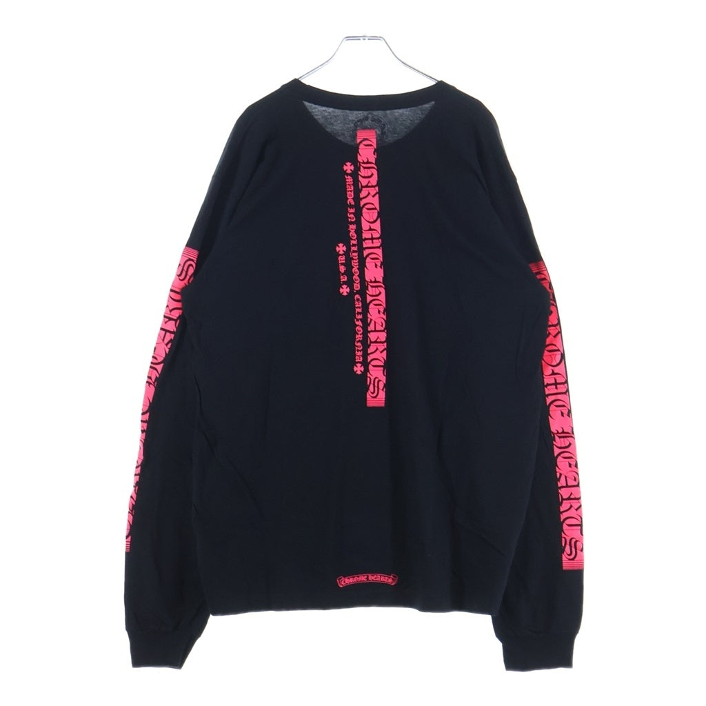CHROME HEARTS(クロムハーツ) CH Box Logo L/S Tee CHボックスロゴプリント長袖Tシャツ ブラック/ピンク