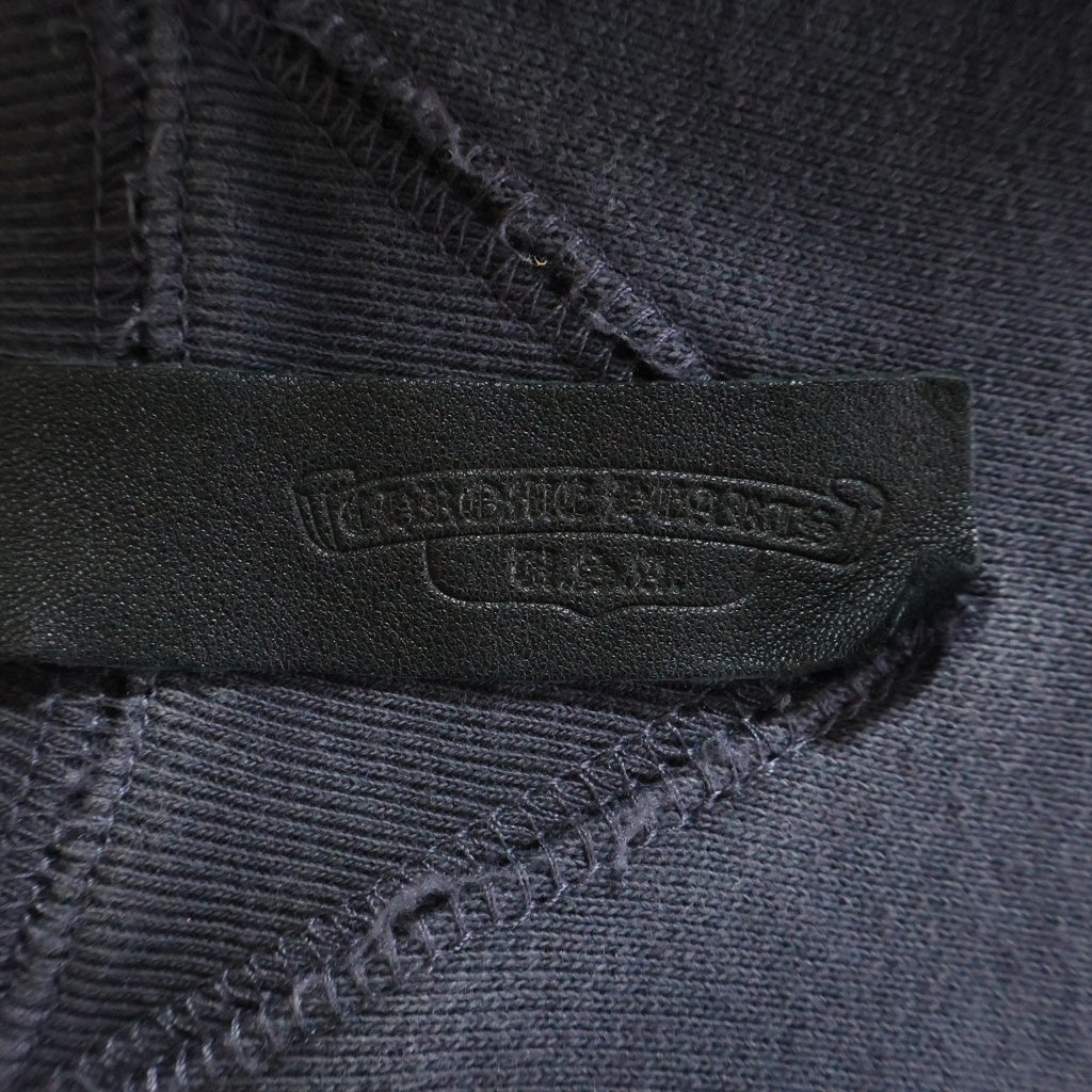 CHROME HEARTS(クロムハーツ) Y NOT Cross Leather Patch Sweatshirt ワイノット レザー クロスパッチ スウェットシャツ クルーネックトレーナー ネイビー/レッド