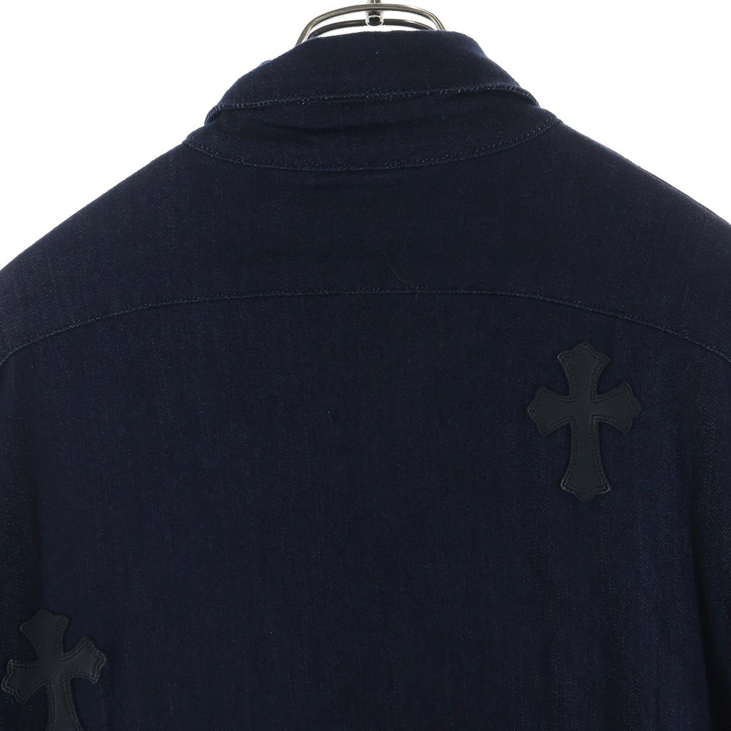 CHROME HEARTS(クロムハーツ) MAHAL KITA マハルキタ セメタリークロスパッチ クロスボタン オーバーサイズ デニム 長袖シャツ インディゴ