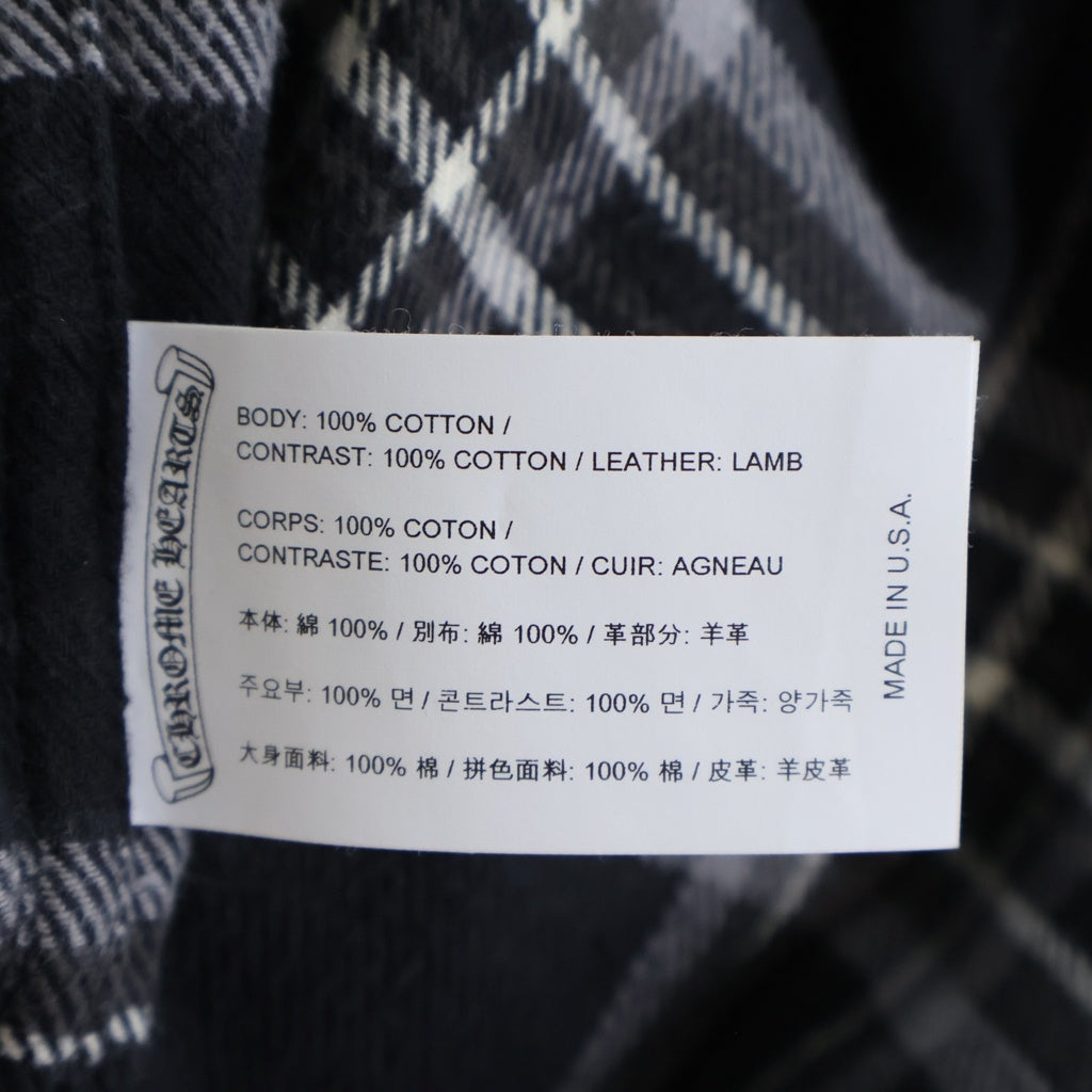 CHROME HEARTS(クロムハーツ) Y NOT After School Cross Patch Flannel Shorts ワイノット アフタースクール クロスパッチ付きフランネルショーツ チェック柄ハーフパンツ ブラック/グレー