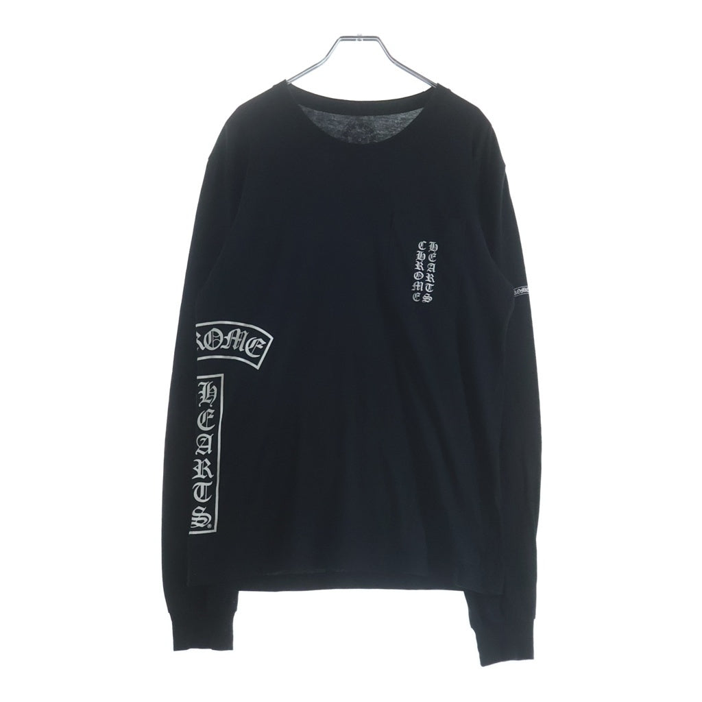 CHROME HEARTS(クロムハーツ) BACK HORSESHOE L/S TEE サイドTバープリント長袖Tシャツ ブラック