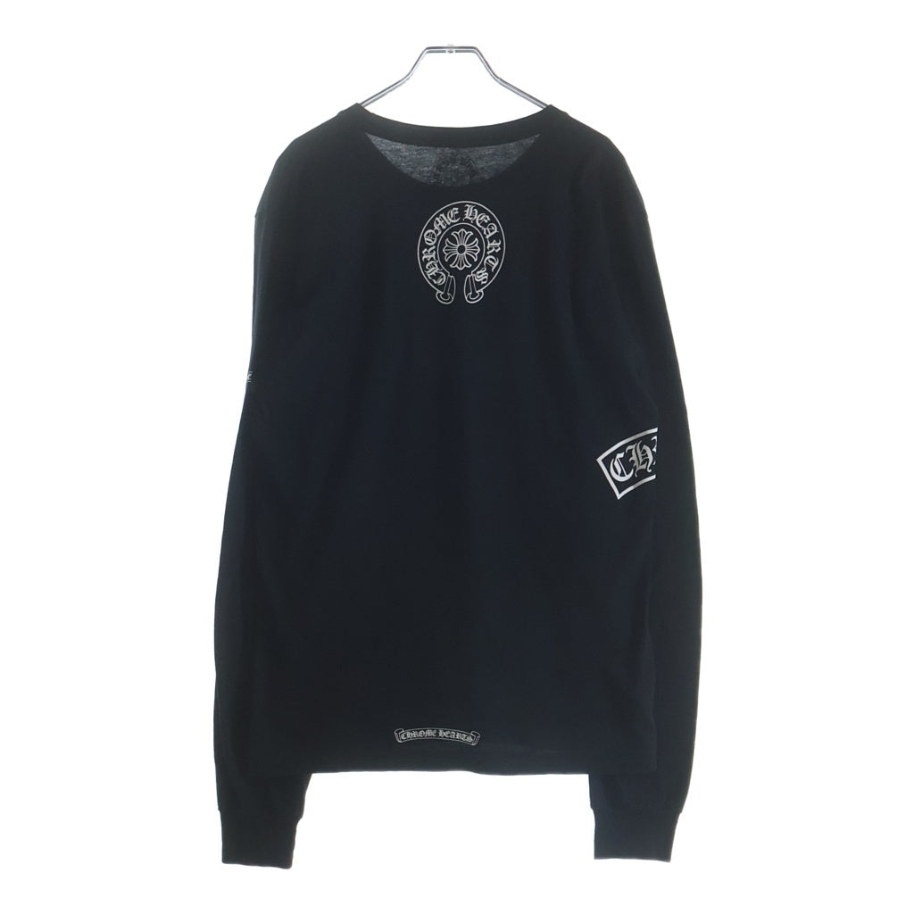 CHROME HEARTS(クロムハーツ) BACK HORSESHOE L/S TEE サイドTバープリント長袖Tシャツ ブラック