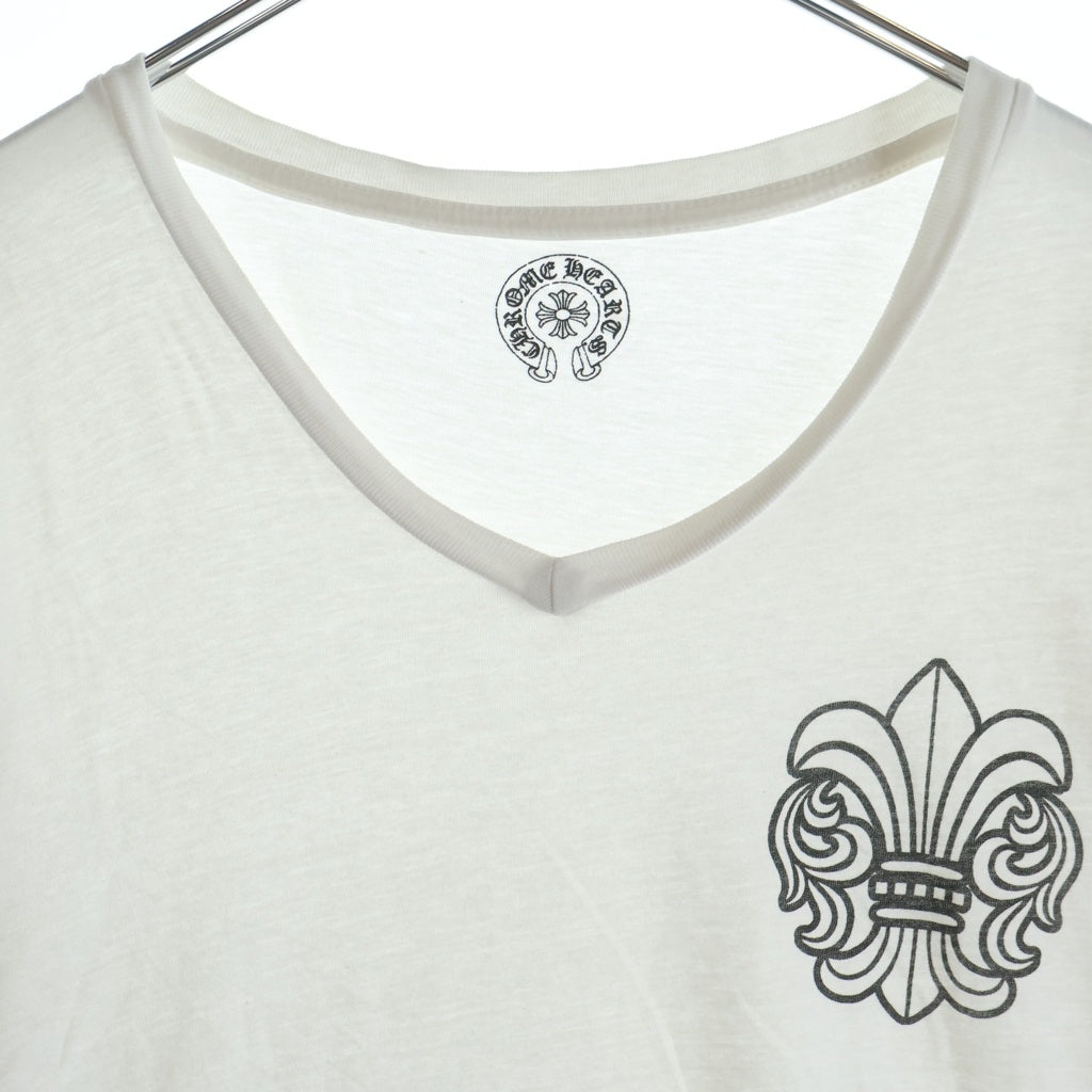 CHROME HEARTS(クロムハーツ) BS FLUER S/S TEE BSフレアプリントVネック半袖Tシャツ ホワイト