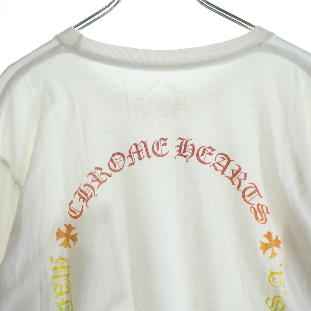 CHROME HEARTS(クロムハーツ) BACK GRAD CIRCLE LOGO FLRL L/S TEE バックグラデーション サークルロゴ フローラルプリント長袖Tシャツ カットソー ホワイト