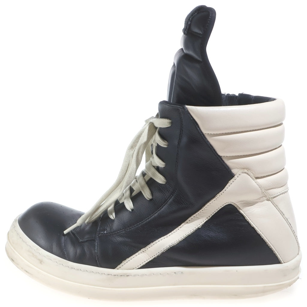 Rick Owens(リックオウエンス) GEOBASKET ジオバスケット レザーハイカットスニーカー シューズ ブラック/ホワイト 42