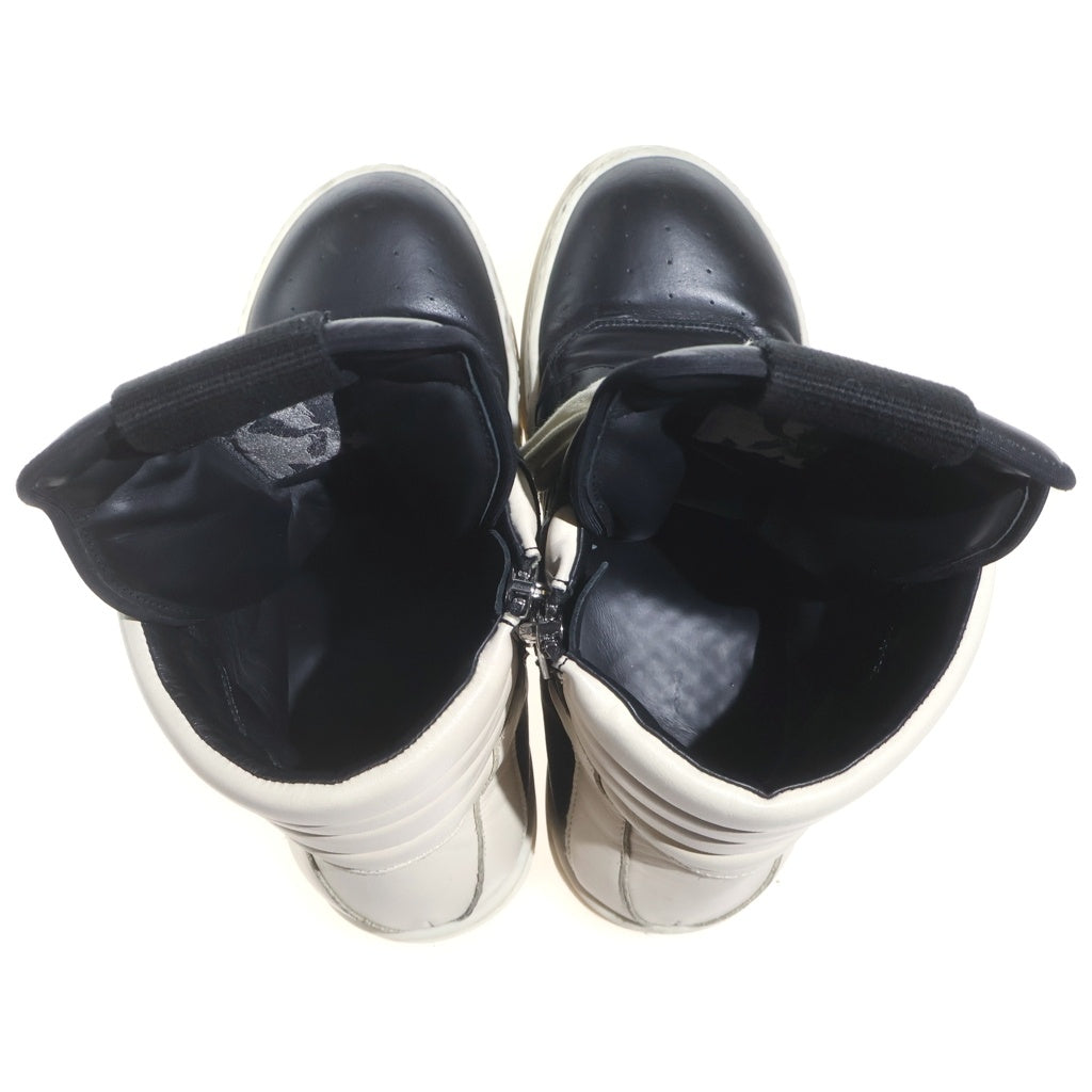 Rick Owens(リックオウエンス) GEOBASKET ジオバスケット レザーハイカットスニーカー シューズ ブラック/ホワイト 42