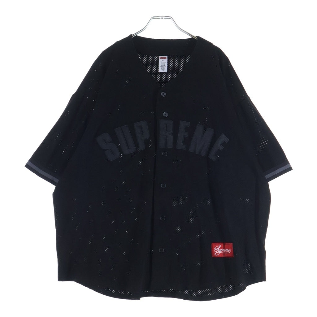 SUPREME(シュプリーム) 24SS Ultrasuede Mesh Baseball Jersey ウルトラスエード メッシュベースボール半袖シャツ ブラック