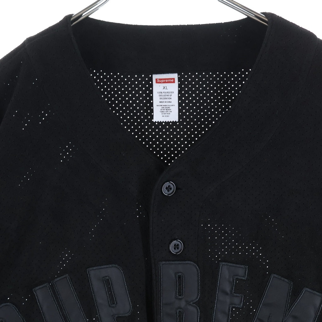 SUPREME(シュプリーム) 24SS Ultrasuede Mesh Baseball Jersey ウルトラスエード メッシュベースボール半袖シャツ ブラック