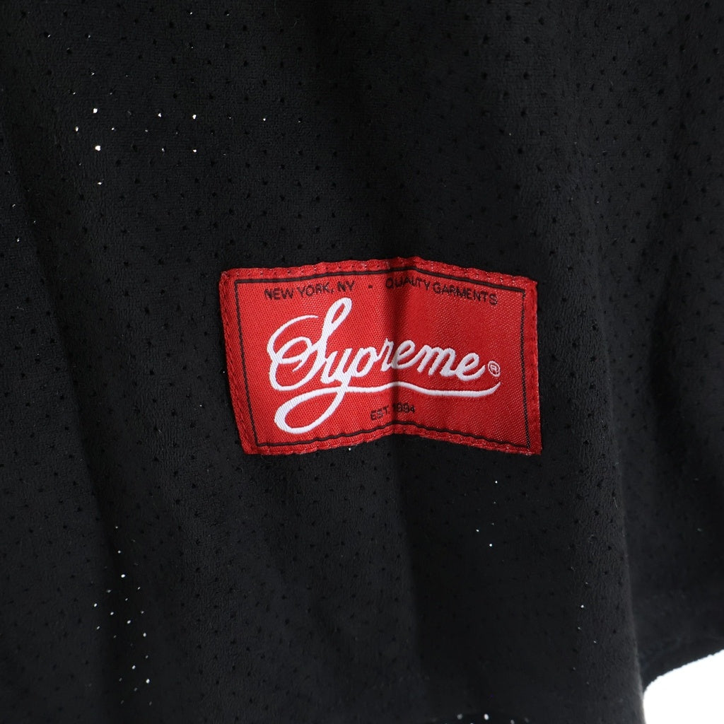 SUPREME(シュプリーム) 24SS Ultrasuede Mesh Baseball Jersey ウルトラスエード メッシュベースボール半袖シャツ ブラック
