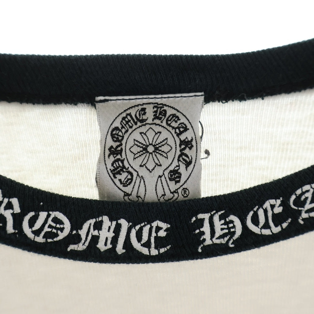 CHROME HEARTS(クロムハーツ) OLD FairyCross Neck logo L/S Tee オールド ネックロゴ フェアリークロスプリント長袖ラグランTシャツ ブラック/ホワイト