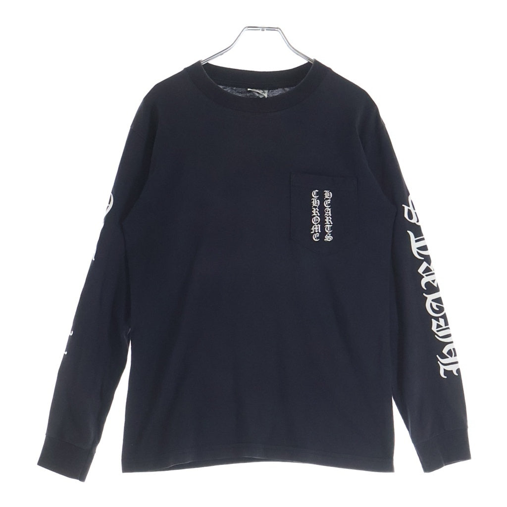 CHROME HEARTS(クロムハーツ) OLD オールド 袖英字ロゴ バックスクロールラベルプリント長袖Tシャツ ブラック