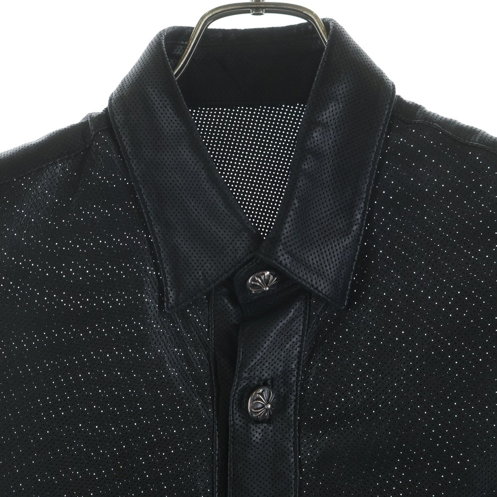 CHROME HEARTS(クロムハーツ) PUNCHING LTHR CRS BALL パンチングレザー クロスボール ノースリーブシャツ ブラック