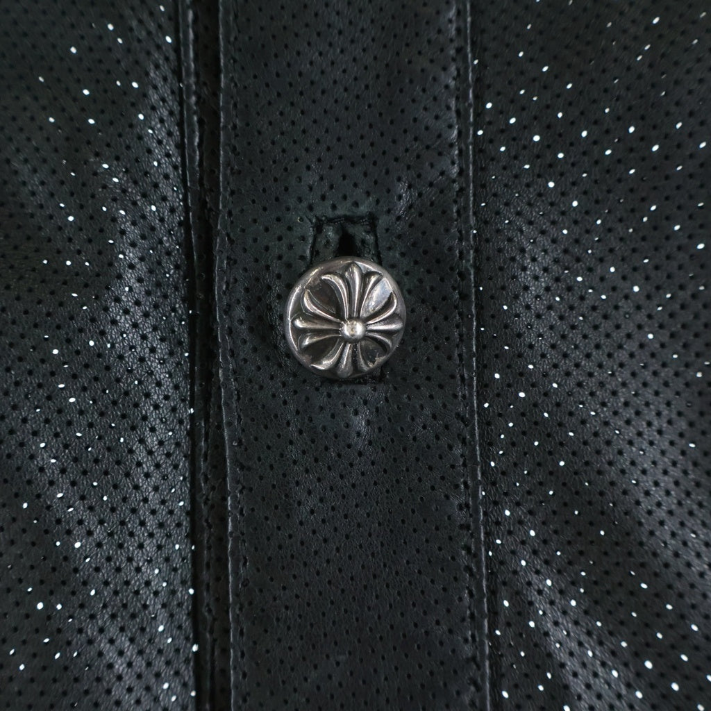 CHROME HEARTS(クロムハーツ) PUNCHING LTHR CRS BALL パンチングレザー クロスボール ノースリーブシャツ ブラック