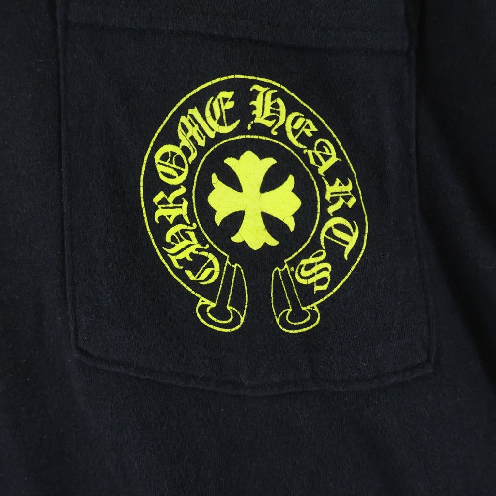 CHROME HEARTS(クロムハーツ) DBL FLRL L/S TEE ダブルフローラル バックロゴプリント長袖Tシャツ ブラック/イエロー