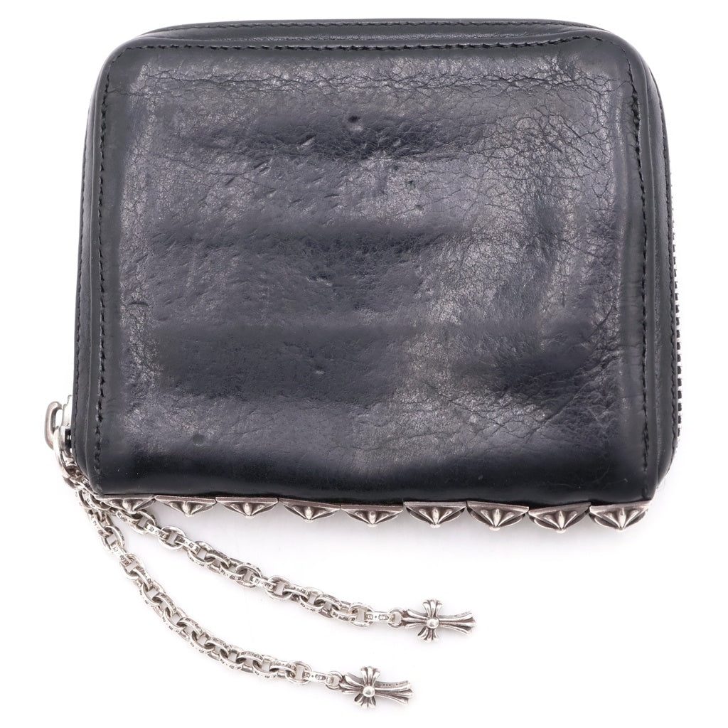 CHROME HEARTS(クロムハーツ) 3 SIDE ZIP 3サイドジップ サイドピラミッドスタッズレザーウォレット 財布 ブラック