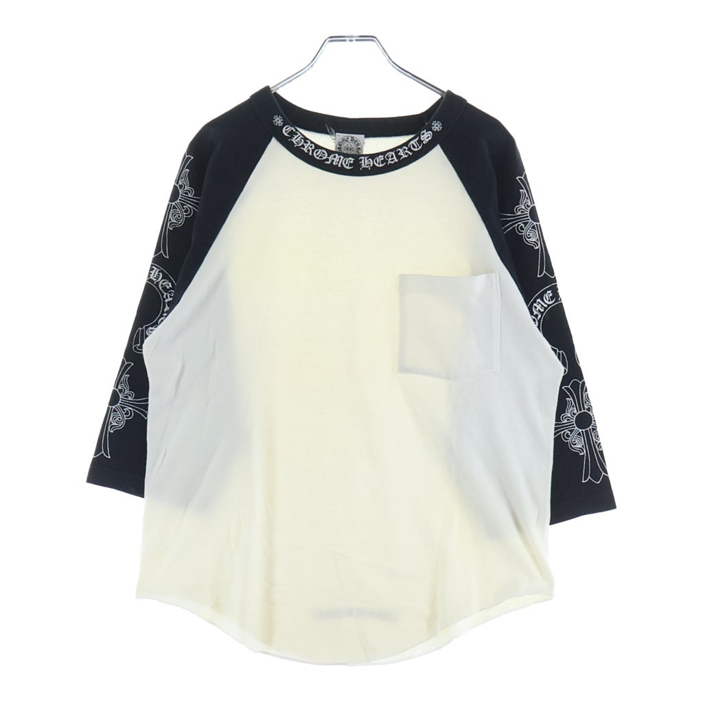 CHROME HEARTS(クロムハーツ) OLD FAIRY CROSS RAGLAN TEE オールド フェアリークロス アームプリント ラグランTシャツ ブラック/ホワイト