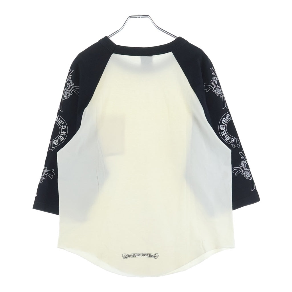 CHROME HEARTS(クロムハーツ) OLD FAIRY CROSS RAGLAN TEE オールド フェアリークロス アームプリント ラグランTシャツ ブラック/ホワイト
