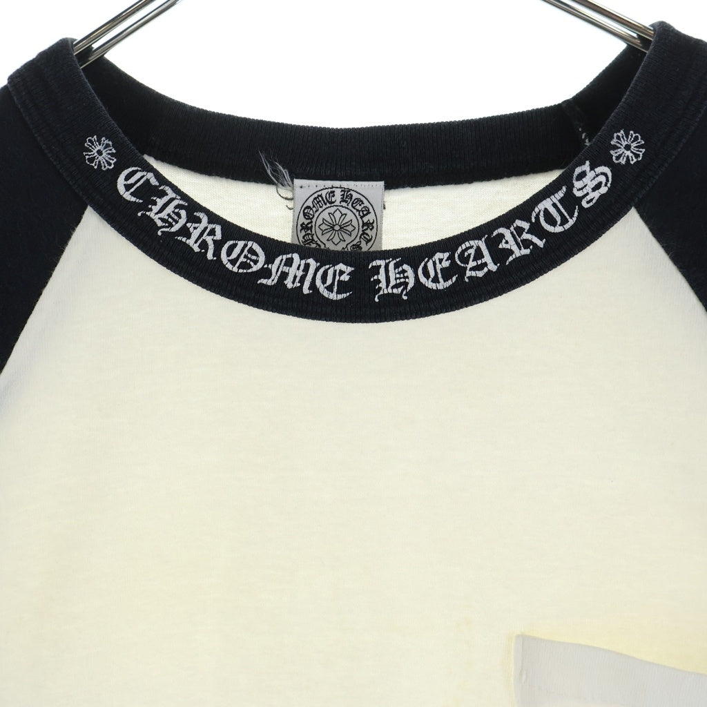 CHROME HEARTS(クロムハーツ) OLD FAIRY CROSS RAGLAN TEE オールド フェアリークロス アームプリント ラグランTシャツ ブラック/ホワイト