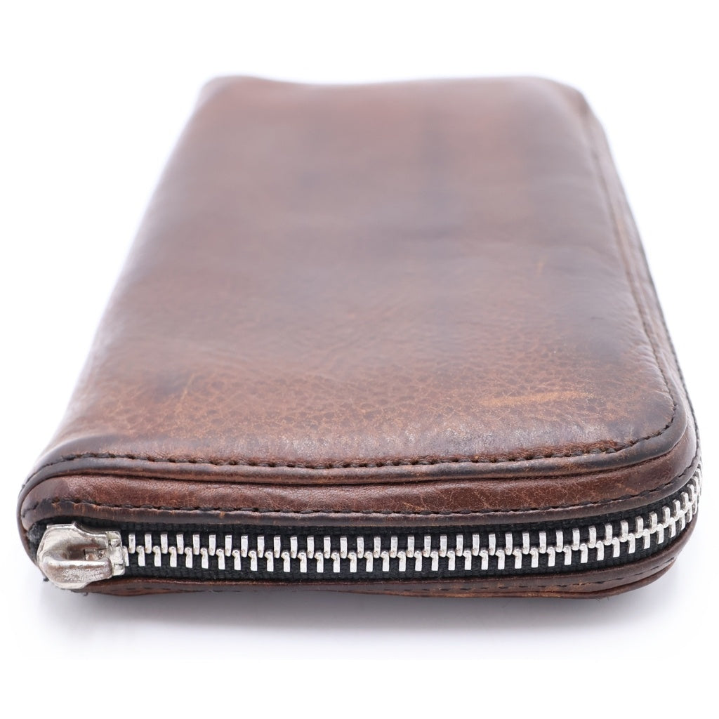 CHROME HEARTS(クロムハーツ) REC F ZIP PLANE プレーン ラウンドジップレザーウォレット 財布 ブラウン