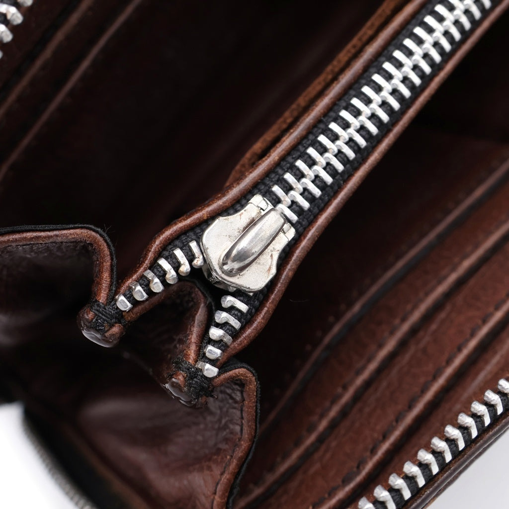 CHROME HEARTS(クロムハーツ) REC F ZIP PLANE プレーン ラウンドジップレザーウォレット 財布 ブラウン