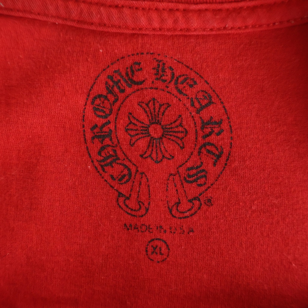 CHROME HEARTS(クロムハーツ) CH L S 1 袖ロゴスクロールラベルバックプリント長袖Tシャツカットソー レッド -