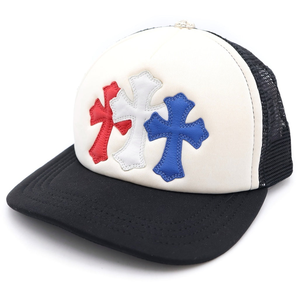 CHROME HEARTS(クロムハーツ) TRUCKER CAP トリコロール セメタリー クロスパッチ トラッカー キャップ 帽子 ブラック/ホワイト/マルチ -