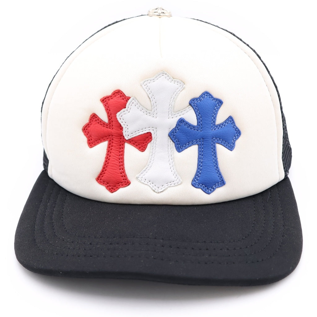 CHROME HEARTS(クロムハーツ) TRUCKER CAP トリコロール セメタリー クロスパッチ トラッカー キャップ 帽子 ブラック/ホワイト/マルチ -