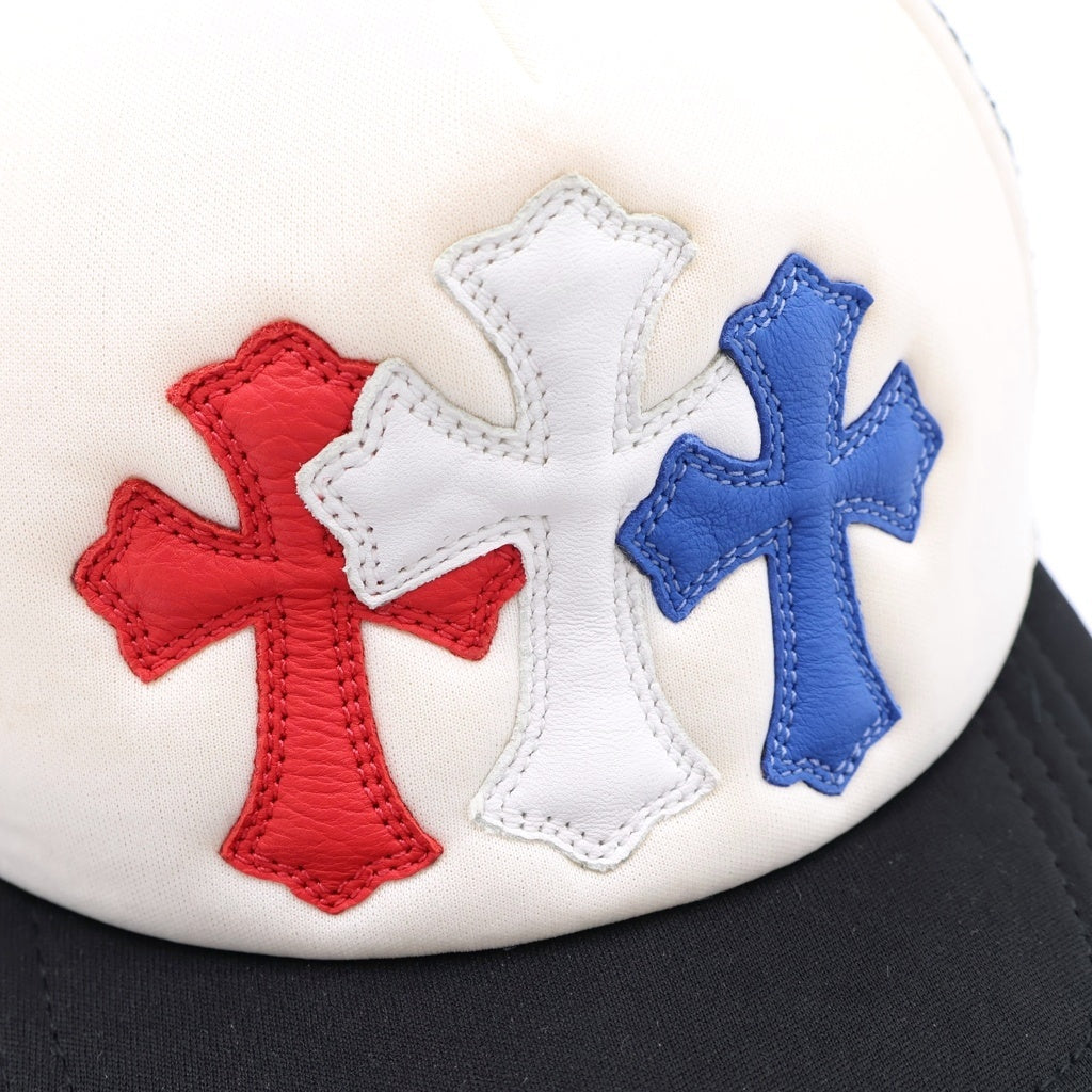 CHROME HEARTS(クロムハーツ) TRUCKER CAP トリコロール セメタリー クロスパッチ トラッカー キャップ 帽子 ブラック/ホワイト/マルチ -