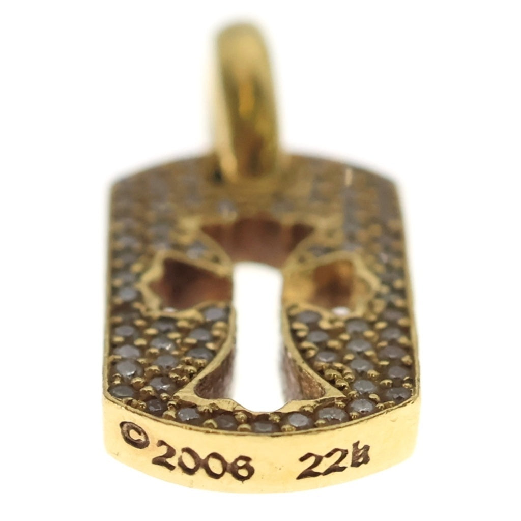 CHROME HEARTS(クロムハーツ) 22K DT TNY CO CRS P/DIA タイニーカットアウトクロス ドッグタグ PAVEダイヤ ペンダントトップ ゴールド BCA041 -