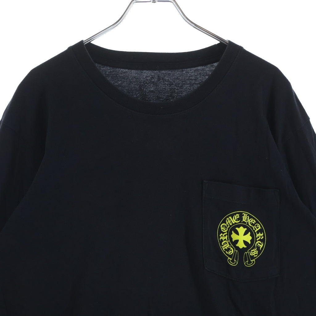 CHROME HEARTS(クロムハーツ) DBL FLRL L/S TEE ダブルフローラル バックヴァーティカルロゴプリント長袖Tシャツ ブラック/イエロー