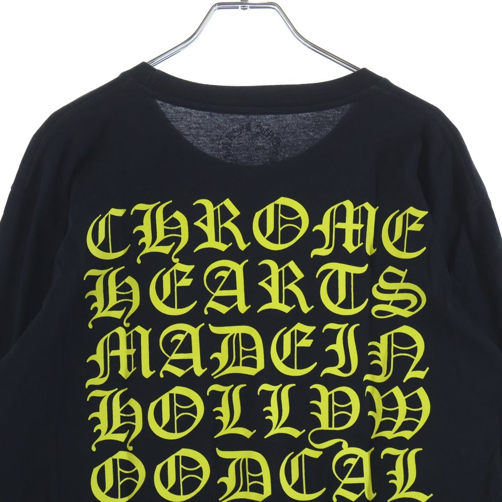 CHROME HEARTS(クロムハーツ) DBL FLRL L/S TEE ダブルフローラル バックヴァーティカルロゴプリント長袖Tシャツ ブラック/イエロー