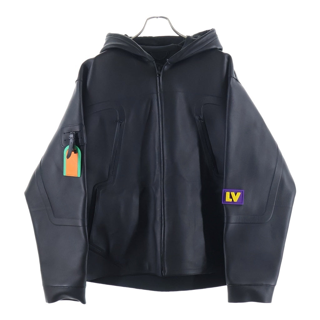 LOUIS VUITTON(ルイヴィトン) 21AW LVワッペン フーデッドレザージャケット RM212M GCQ HLL03E ブラック