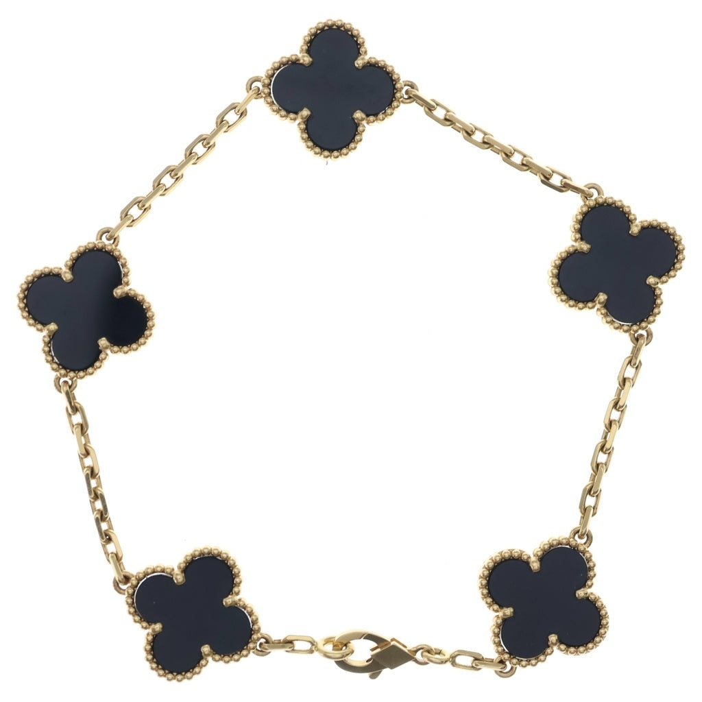 Van Cleef & Arpels(ヴァンクリーフアンドアーペル) ヴィンテージアルハンブラ 5モチーフ ブレスレット オニキス イエローゴールド×ブラック 750 レディース