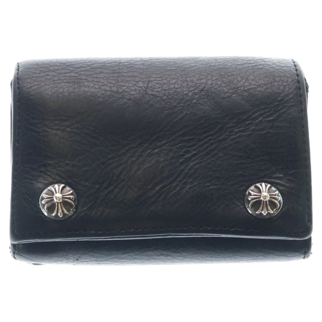CHROME HEARTS(クロムハーツ) 3FOLD 3フォールド クロスボールボタン レザーウォレット 財布 ブラック BCA364 ‐
