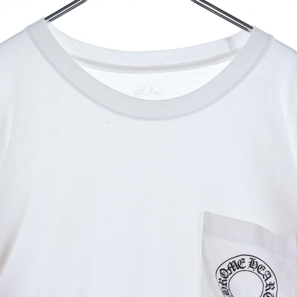 CHROME HEARTS(クロムハーツ) FLRL CRS HORSESHOE L/S バックホースシュー 袖フローラル ロングスリーブ 長袖Tシャツ カットソー ホワイト ‐