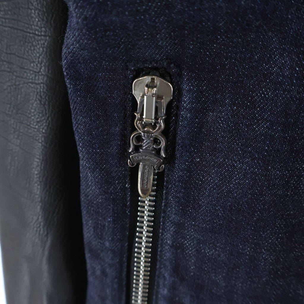 CHROME HEARTS(クロムハーツ) DNM LTHR SLV FLRENEEフレアニーデニムジャケット インディゴ/ブラック -