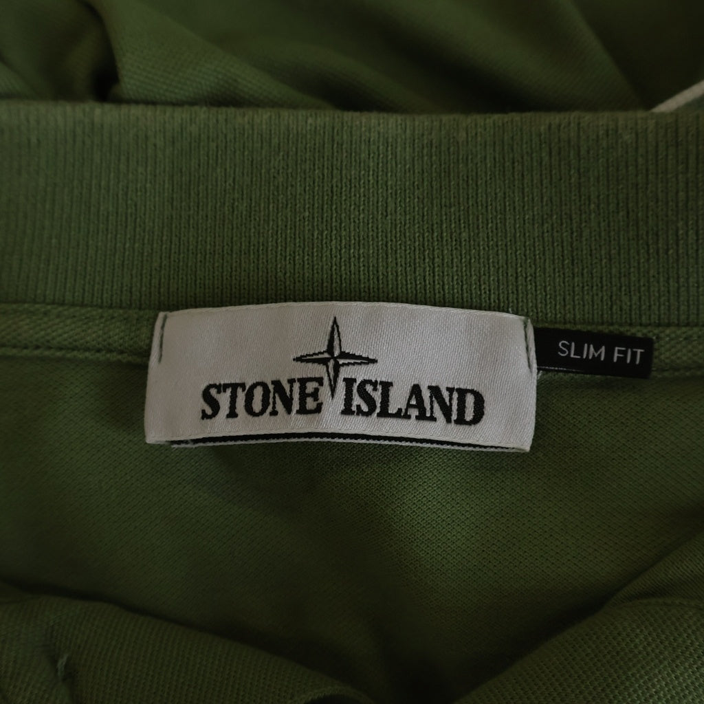 STONE ISLAND(ストーンアイランド) SLIM FIT ロゴ パッチ ポロシャツ グリーン 101522S18