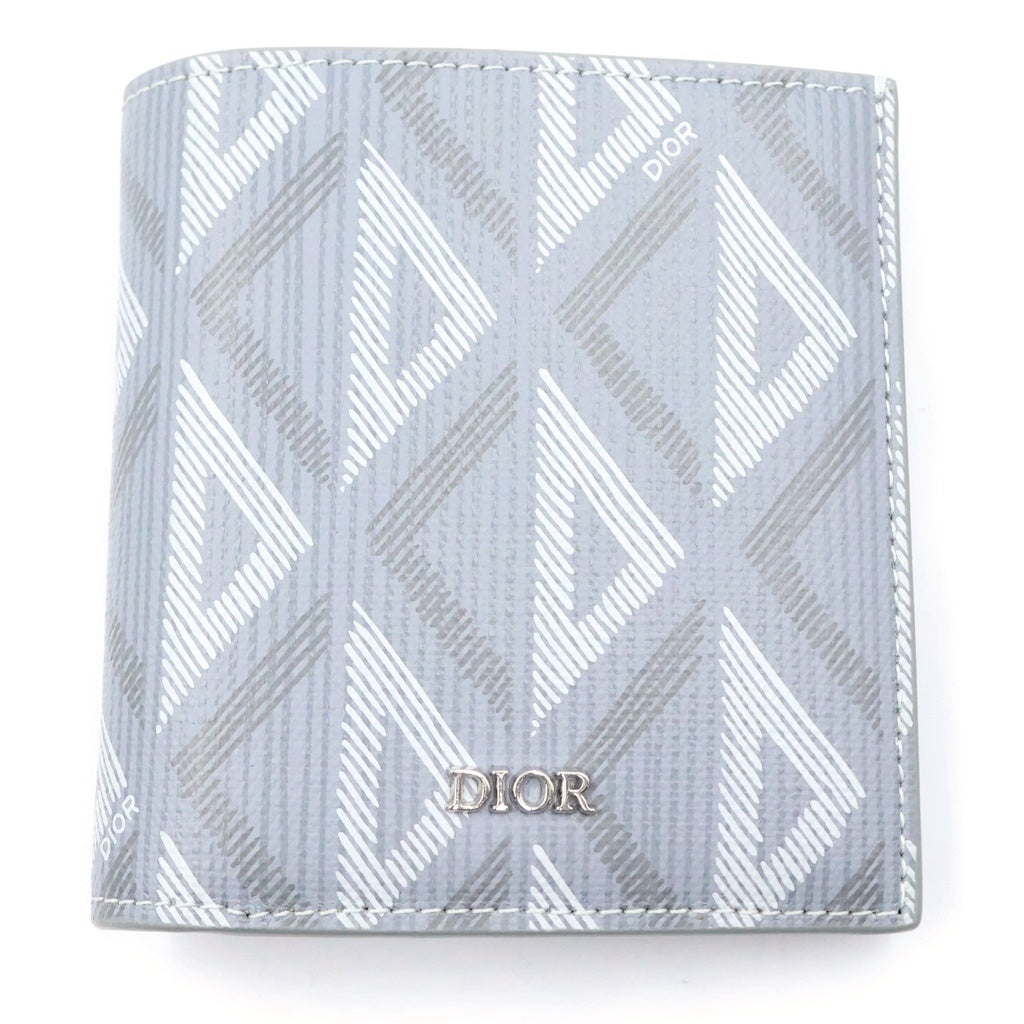 DIOR(ディオール) CD DIAMOND CANVAS TRIFOLD WALLET ダイヤモンドキャンバストゥライフォウルドウォレット グレー -