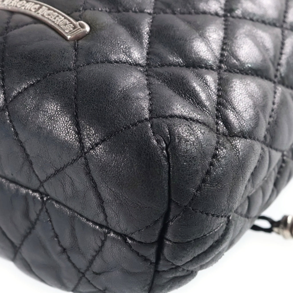 CHROME HEARTS(クロムハーツ) DRW STRNG QUILTING ドローストリング キルティング レザーバッグ 巾着 ブラック