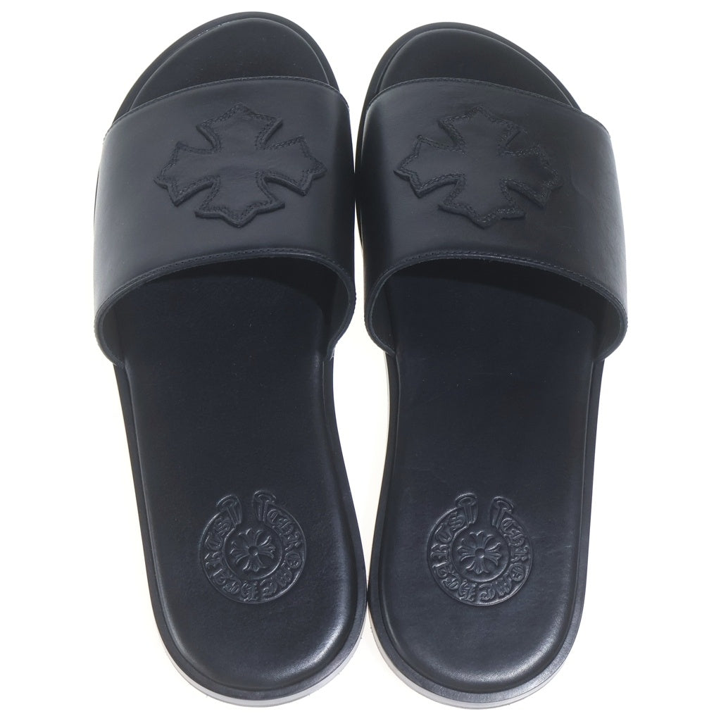 CHROME HEARTS(クロムハーツ) CH SLIDE LEATHER CHプラスパッチレザーサンダル ブラック