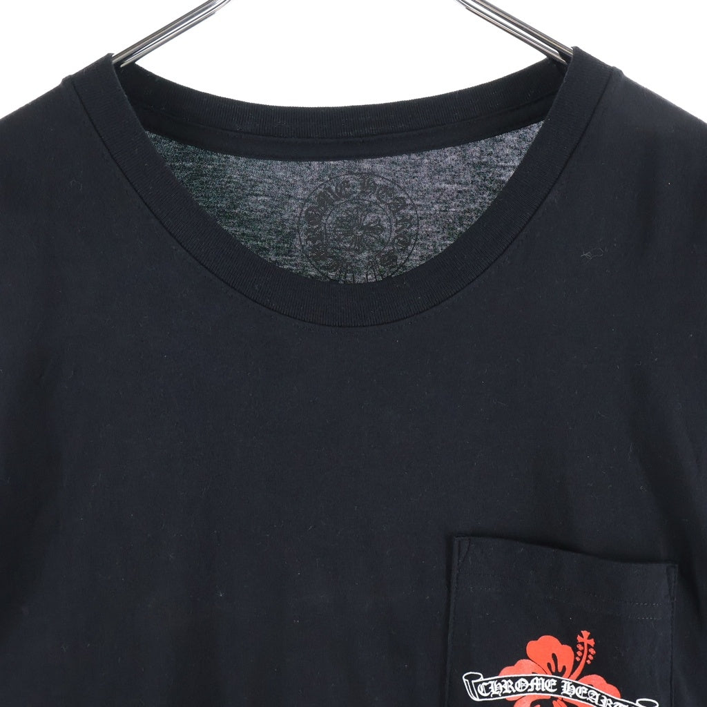 CHROME HEARTS(クロムハーツ) Honolulu Limited Back Scroll Logo L/S Tee ホノルル限定 バックスクロールロゴ ハイビスカスプリント クルーネックロングスリーブカットソー 長袖Tシャツ ブラック