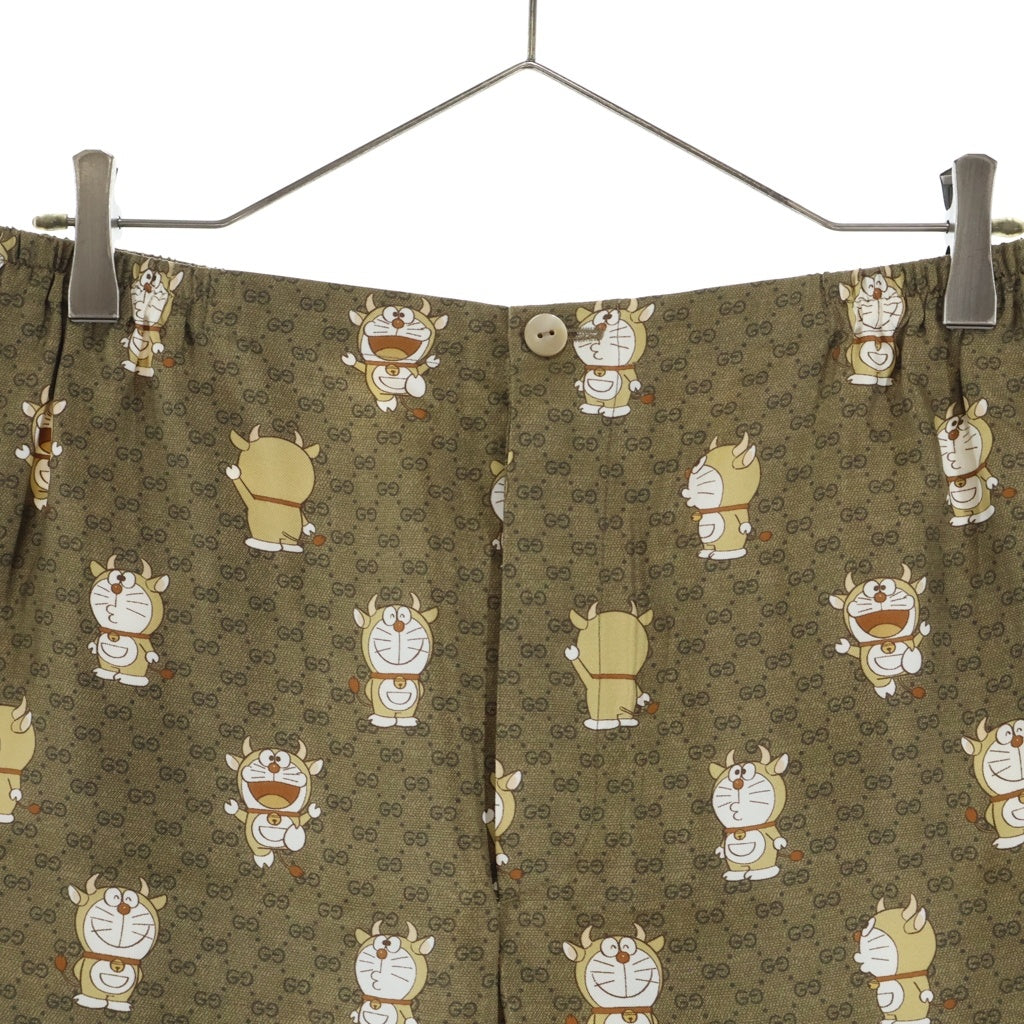 GUCCI(グッチ) ×DORAEMON 50周年記念ドラえもん 牛えもん 総柄 シルクショーツ ハーフパンツ 649062 ZAGSQ ベージュ