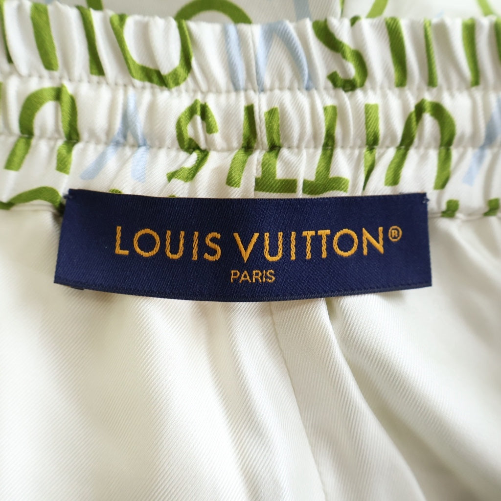 LOUIS VUITTON(ルイヴィトン) 26SS プリンテッド シルクショートパンツ ロゴフリント ハーフパンツ RM261M WP5 HUP69W / 1AJUTG ホワイト/カーキ