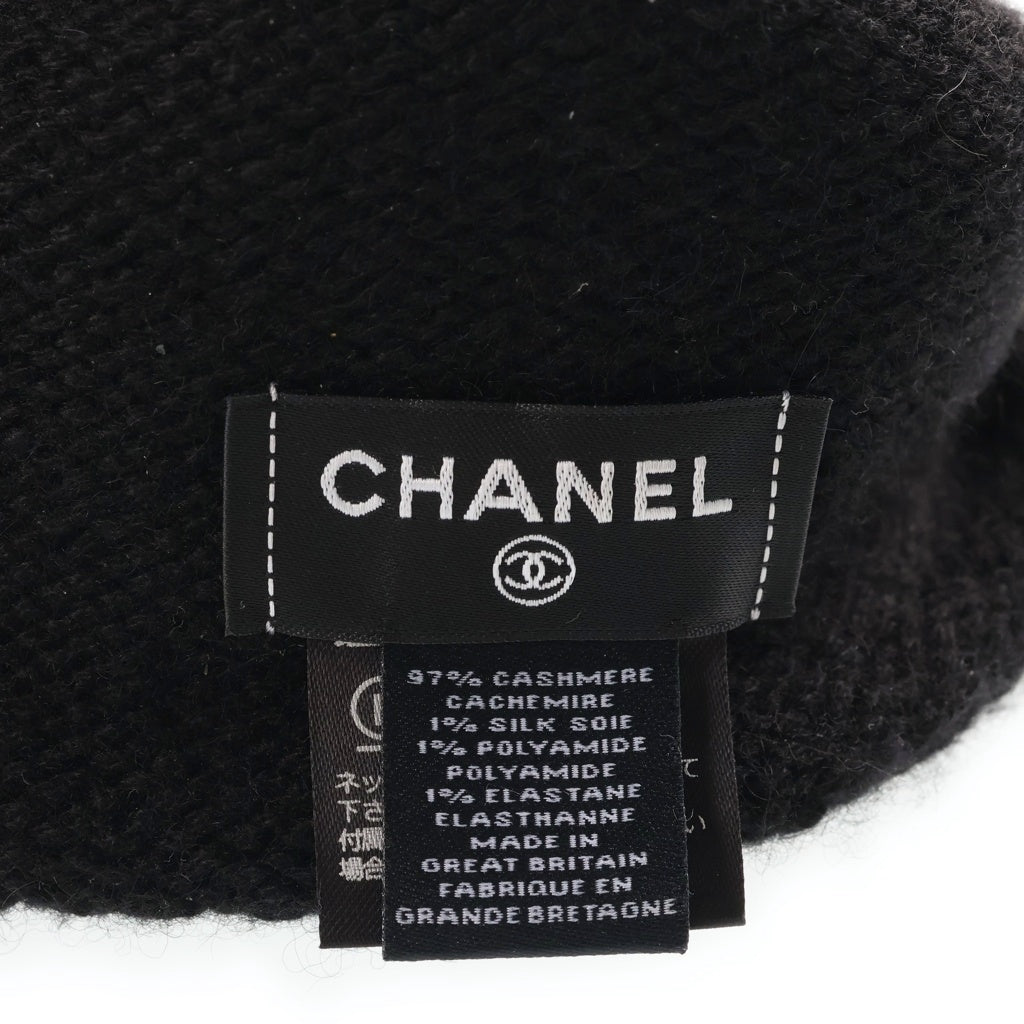 CHANEL(シャネル) ココマーク カシミアビーニー ニット帽子 ブラック/ホワイト レディース